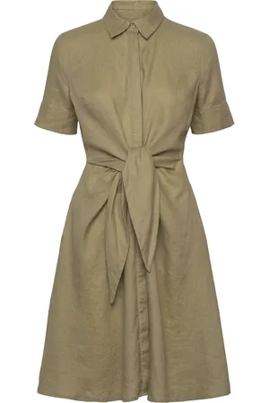 Ralph Lauren Tie-Front Linen Shirtdress Lyhyt Mekko Green