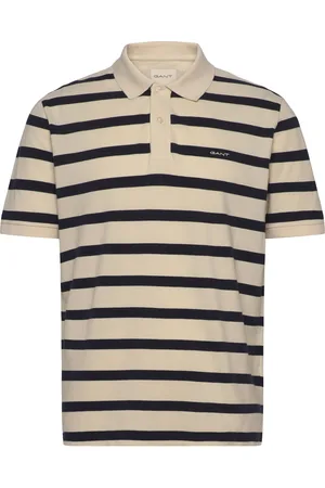 GANT Striped Polo Tops Polos Short-sleeved Beige