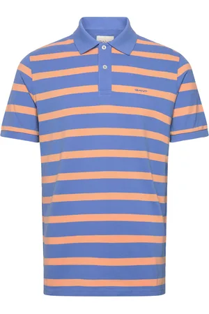 GANT Striped Polo Tops Polos Short-sleeved Blue