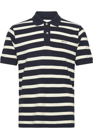 GANT Striped Polo Tops Polos Short-sleeved Navy