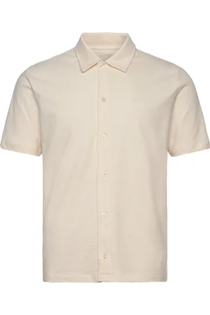 GANT Textured Ss Shirt Tops Shirts Short-sleeved Shirts Beige