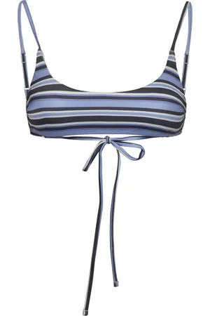 Monki Bikini Tie Top Swimwear Bikinis Bikini Tops Wired Bikinitops Blue