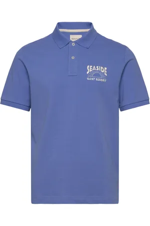 GANT Graphic Ss Polo Tops Polos Short-sleeved Blue