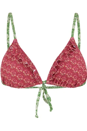 Beck Söndergaard Bloflora Bella Frill Bikini Top Bikiniyläosa Bikiniliivit Red