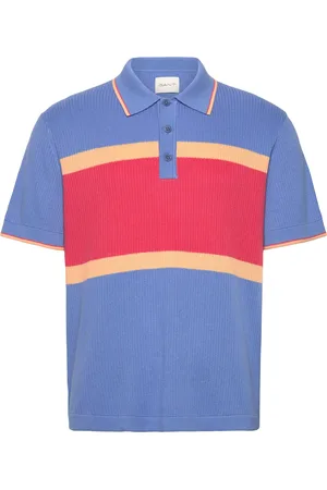 GANT Color Blocked Ss Polo Tops Polos Short-sleeved Blue