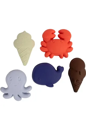 Filibabba Silik Sandforme 5 Stk. - Blue Mix Toys Bath & Water Toys Bath Toys Multi/patterned