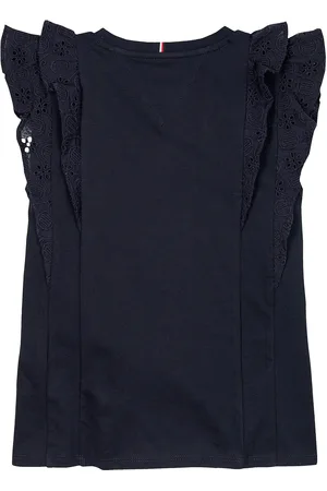 Tommy Hilfiger Broderie Anglaise Knit Top Ss Tops Blouses & Tunics Navy