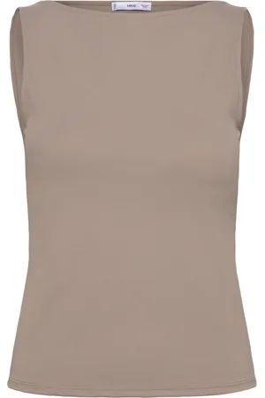 MANGO Boat Neck Strapless Top Tops T-shirts & Tops Sleeveless Brown