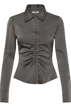 Weekday Long-Sleeved Fitted Satin Shirt Tops Shirts Long-sleeved Green