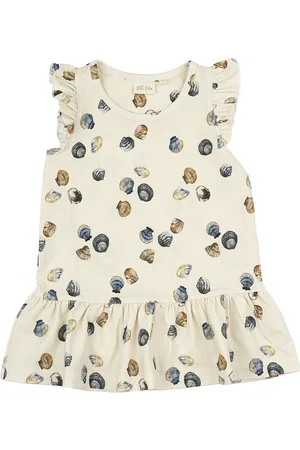 Petit Piao Dress L/S Modal Frill Dresses & Skirts Dresses Casual Dresses Sleeveless Casual Dresses Beige
