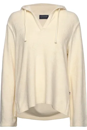 Lexington Organic Cotton Terry Surfer Hood Tops Sweat-shirts & Hoodies Hoodies Cream
