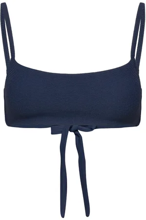 Lexington Textured Bikini Top Swimwear Bikinis Bikini Tops Bandeau Bikinitops Navy