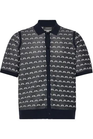 J Lindeberg Rolando Logo Jacquard Polo Tops Polos Short-sleeved Navy