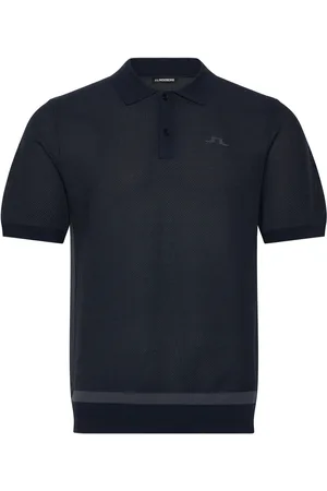 J Lindeberg Reymond Structure Knit Polo Tops Knitwear Short Sleeve Knitted Polos Navy