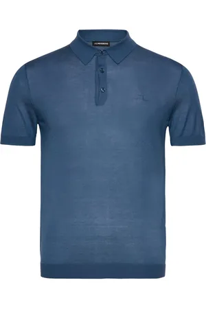 J Lindeberg Ridge Lyocell Silk Polo Tops Knitwear Short Sleeve Knitted Polos Navy