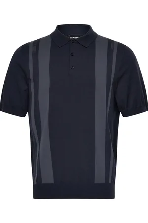 J Lindeberg Reymond Stripe Knit Polo Tops Knitwear Short Sleeve Knitted Polos Black