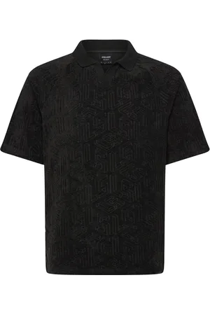 Lyle & Scott Emblem Towelling Polo Shirt Tops Knitwear Short Sleeve Knitted Polos Black