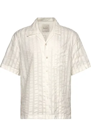 GANT Rel Seersucker Resort Shirt Designers Shirts Short-sleeved Shirts Cream