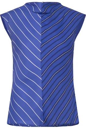 MANGO Combined Striped Blouse Tops Blouses Sleeveless Blue