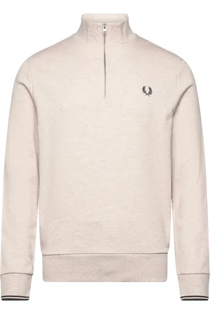 Fred Perry Half Zip Sweatshirt Tops Sweat-shirts & Hoodies Sweat-shirts Cream