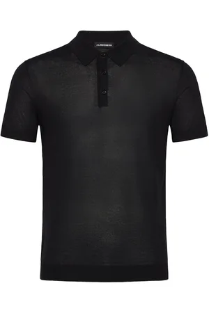 J Lindeberg Ridge Lyocell Silk Polo Tops Knitwear Short Sleeve Knitted Polos Black
