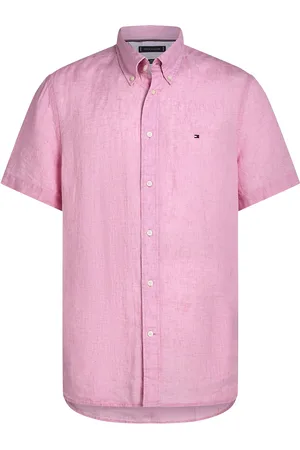 Tommy Hilfiger Pigment Dyed Linen Rf Shirt S/S Tops Shirts Short-sleeved Pink
