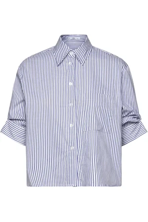 MANGO Striped Multi-Position Sleeve Shirt Tops Shirts Long-sleeved Blue