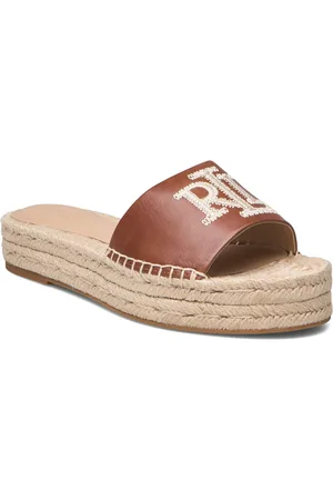 Ralph Lauren Polly Burnished Leather Espadrille Matalat Sandaalit Espadrillot Brown