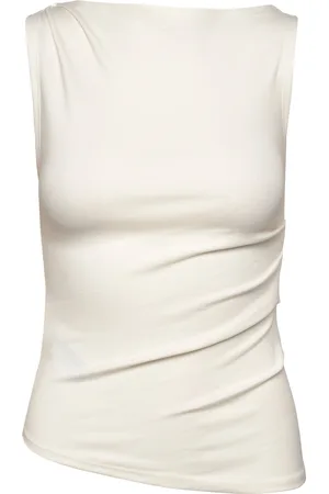 MANGO Asymmetrical Modal Top Tops T-shirts & Tops Sleeveless White