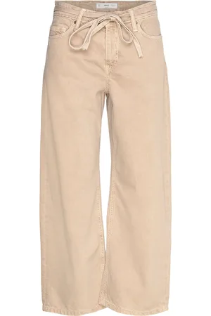 MANGO Balloon Jeans With Belt Bottoms Jeans Mom Jeans Beige