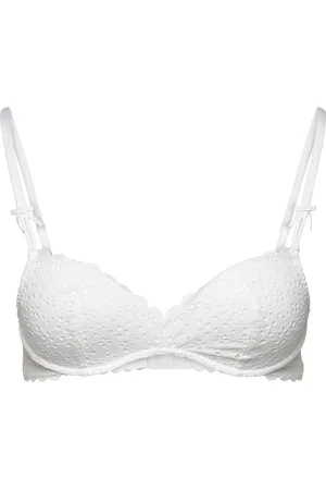 Lindex Bra Wirefree Push Broderie Ang Lingerie Bras & Tops Soft Bras Non Wired Bras White