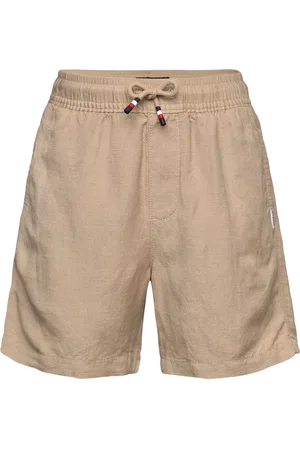Tommy Hilfiger Linen Viscose Short Bottoms Shorts Sweat Shorts Beige