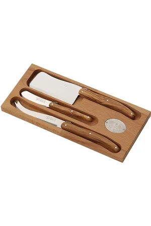 Jean Dubost Cheese Set 3 Pcs Laguiole Home Tableware Cutlery Cheese Knives Brown