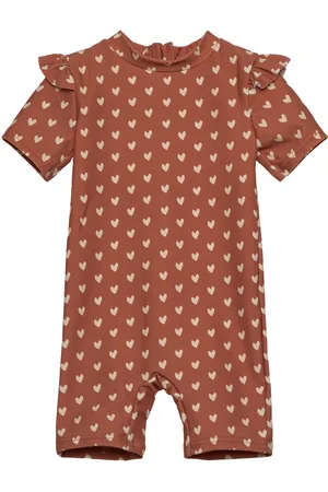 Petit Piao Swimjumpsuit Frills Printed Uimapuku Uima-asut Brown