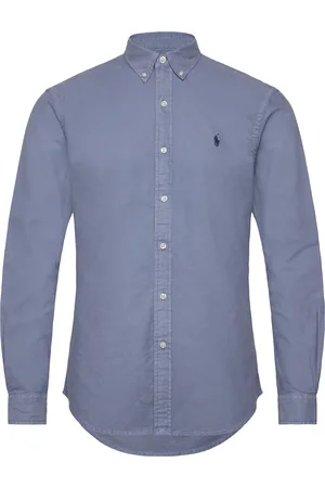 Ralph Lauren Slim Fit Garment-Dyed Oxford Shirt Tops Shirts Casual Blue