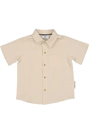 Geggamoja Linen Shirt S.s Tops Shirts Short-sleeved Shirts Beige