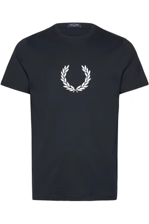 Fred Perry Flocked Laurel Wreath Gra Tee Tops T-shirts Short-sleeved Black