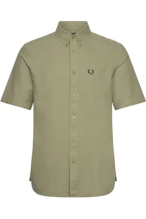 Fred Perry Oxford Shirt Designers Shirts Short-sleeved Shirts Khaki Green