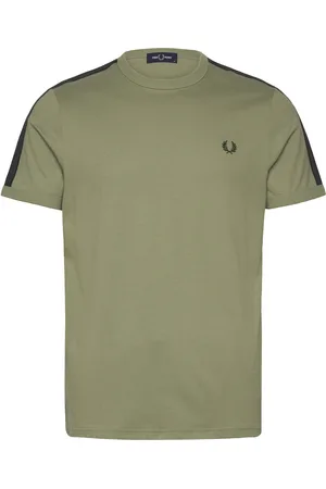 Fred Perry Contrast Tape Ringer Tee Tops T-shirts Short-sleeved Khaki Green