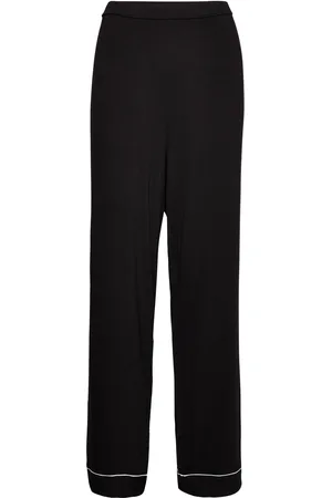Lindex Pyjama Trousers Viscose Piping Pyjamahousut Olohousut Black