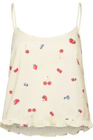 Hunkemöller Cami Woven Ruffle Fruit Toppi Cream