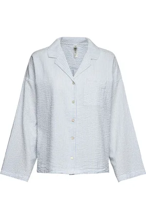 Lindex Pyjama Shirt Seersucker Toppi Blue