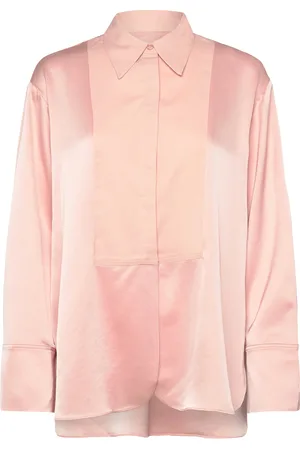 By Malina Corinna Over D Satin Shirt Tops Shirts Long-sleeved Pink