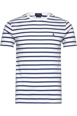 Ralph Lauren Custom Slim Fit Striped Jersey T-Shirt Tops T-shirts Short-sleeved White
