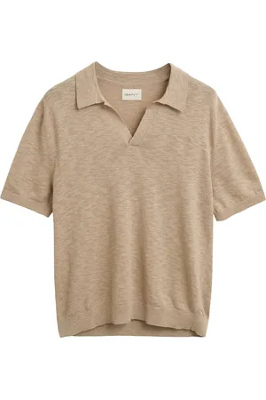 GANT Linen Blend Ss Polo Tops Polos Short-sleeved Beige