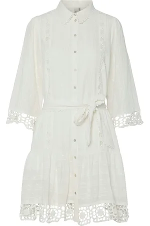 Y.A.S Thia 3/4 Shirt Dress S. Lyhyt Mekko White