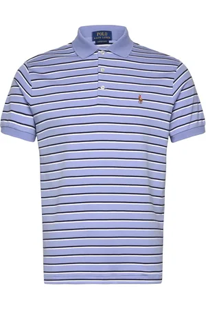 Ralph Lauren Custom Slim Fit Striped Soft Cotton Polo Tops Polos Short-sleeved Blue