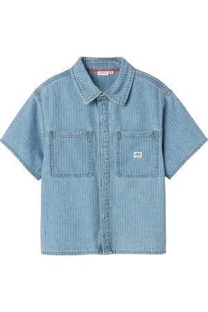 NAME IT Nkmfelix Ss Dnm Shirt 3950-Ky H Tops Shirts Short-sleeved Shirts Blue