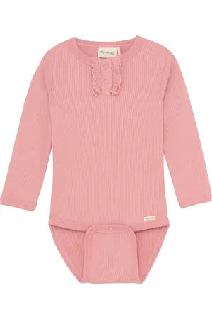 Minymo Body Ls Rib Bodies Long-sleeved Pink