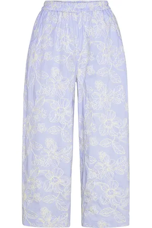 Crās Flowercras Pants Bottoms Trousers Wide Leg Blue